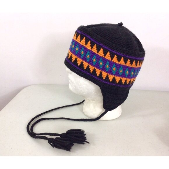 Boho Crochet Hippie Hat Beanie Mens Large - Picture 1 of 6